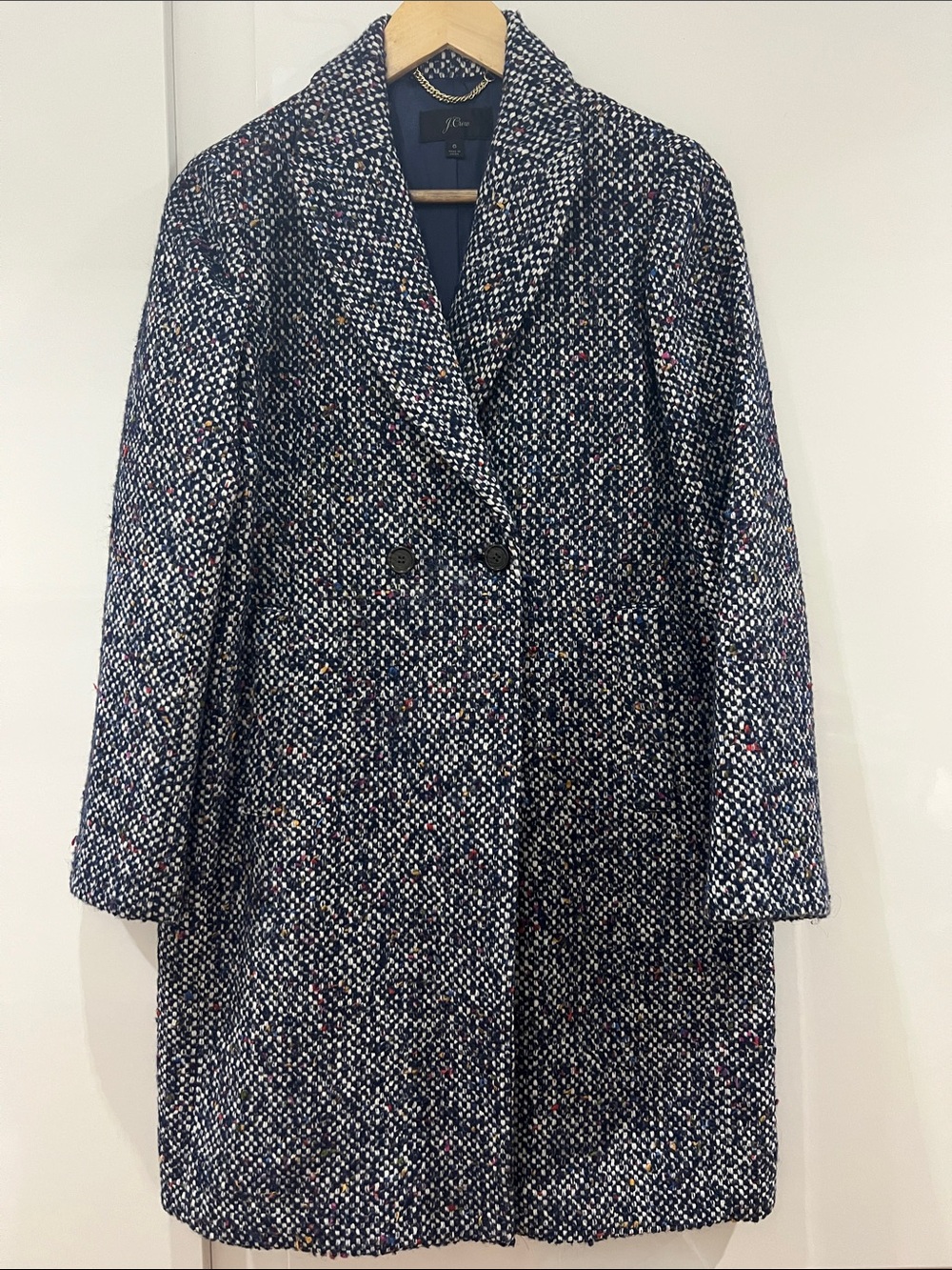 J. Crew Navy Multicolor Flecked Double-Breasted Pea Coat